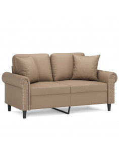 Divano a 2 Posti con Cuscini Cappuccino 120 cm in Similpelle