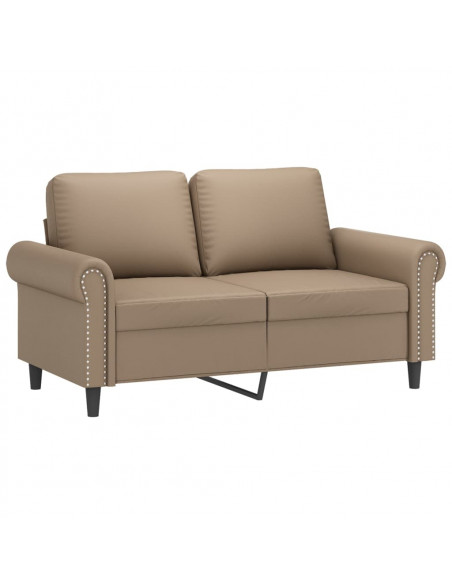 Divano a 2 Posti con Cuscini Cappuccino 120 cm in Similpelle