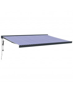 Tenda da Sole Retrattile Blu e Bianca 4x3 m Tessuto e Alluminio