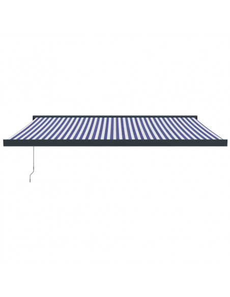 Tenda da Sole Retrattile Blu e Bianca 4x3 m Tessuto e Alluminio