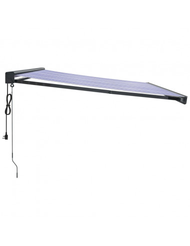 Tenda da Sole Retrattile Blu e Bianca 4x3 m Tessuto e Alluminio