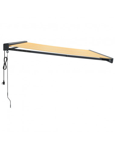 Tenda Sole Retrattile Gialla e Bianca 4x3 m Tessuto e Alluminio