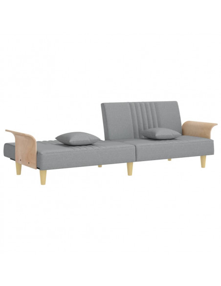 Divano Letto con Braccioli Grigio Chiaro in Tessuto