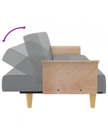 Divano Letto con Braccioli Grigio Chiaro in Tessuto