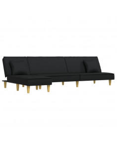 Divano Letto a L Nero 255x140x70 cm in Tessuto