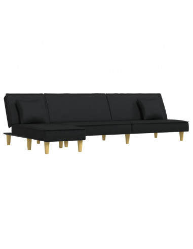 Divano Letto a L Nero 255x140x70 cm in Tessuto