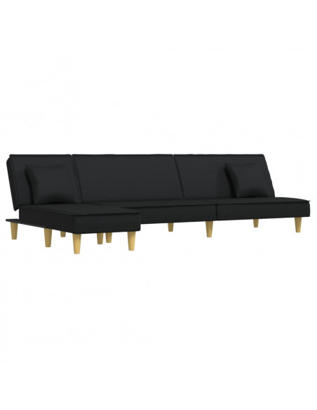 Divano Letto a L Nero 255x140x70 cm in Tessuto