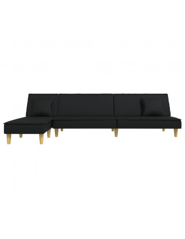 Divano Letto a L Nero 255x140x70 cm in Tessuto