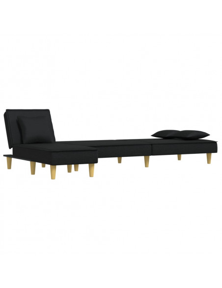 Divano Letto a L Nero 255x140x70 cm in Tessuto