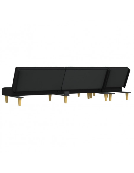 Divano Letto a L Nero 255x140x70 cm in Tessuto