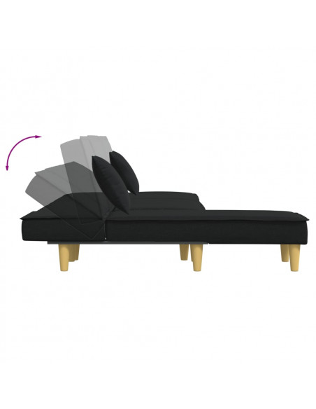 Divano Letto a L Nero 255x140x70 cm in Tessuto
