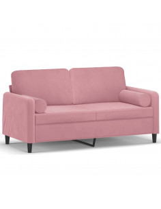Divano a 2 Posti con Cuscini Rosa 140 cm in Velluto