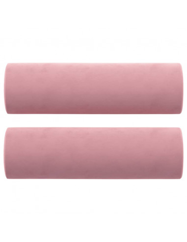 Divano a 2 Posti con Cuscini Rosa 140 cm in Velluto
