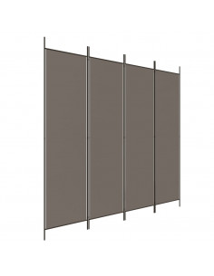 Divisorio a 4 Pannelli Antracite 200x220 cm Tessuto