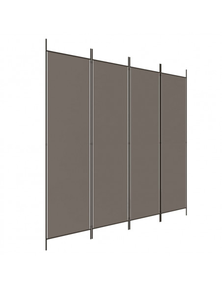 Divisorio a 4 Pannelli Antracite 200x220 cm Tessuto