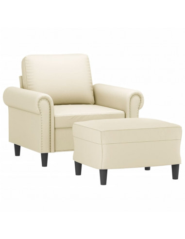Poltrona con Poggiapiedi Crema 60 cm in Similpelle