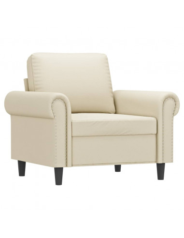 Poltrona con Poggiapiedi Crema 60 cm in Similpelle