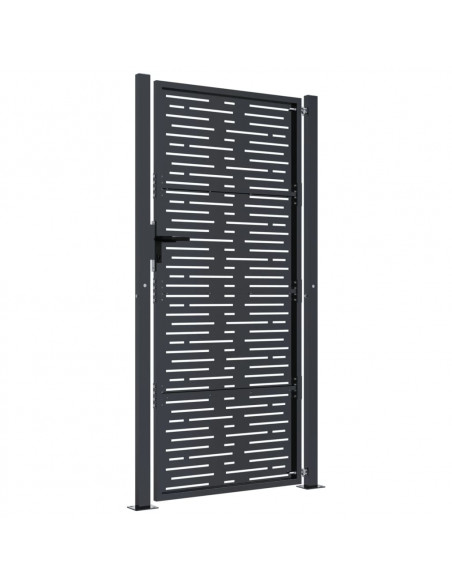Cancello Giardino Antracite 105x180 cm Acciaio Design Quadrato