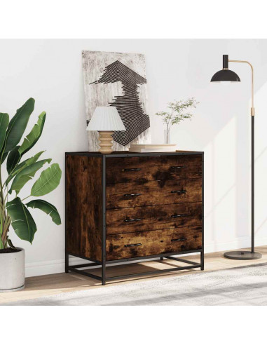 Cassettiera Rovere Fumo 70x41x70 cm in Legno Multistrato