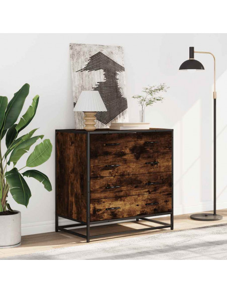 Cassettiera Rovere Fumo 70x41x70 cm in Legno Multistrato