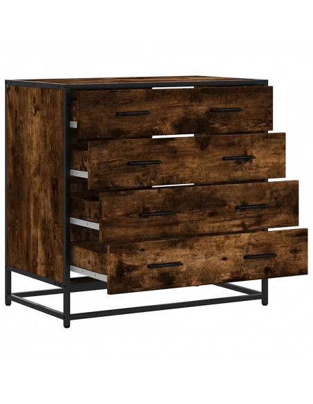 Cassettiera Rovere Fumo 70x41x70 cm in Legno Multistrato