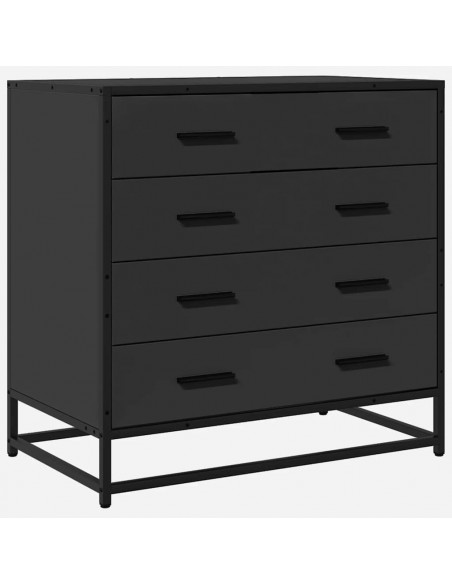 Cassettiera Nera 70x41x70 cm in Legno Multistrato