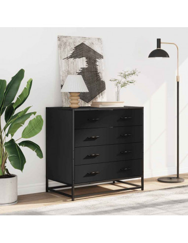 Cassettiera Nera 70x41x70 cm in Legno Multistrato