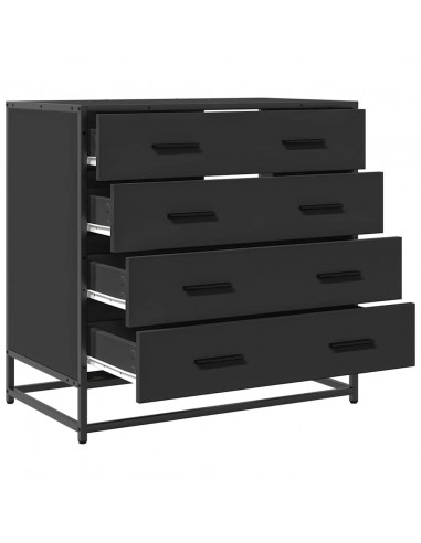 Cassettiera Nera 70x41x70 cm in Legno Multistrato