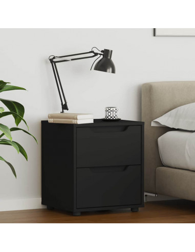 Comodino VISNES Nero 45x40x50 cm in Legno Multistrato