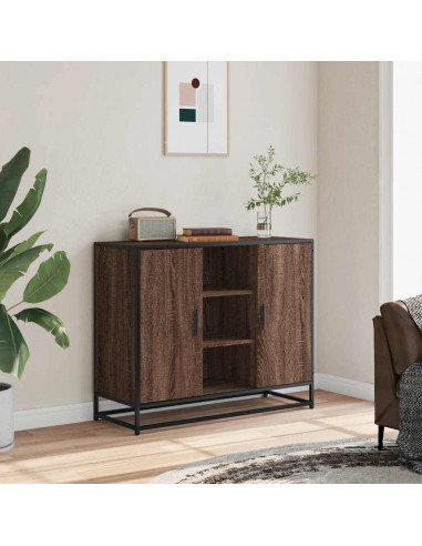 Credenza Rovere Marrone 92x35x76 cm in Legno Multistrato