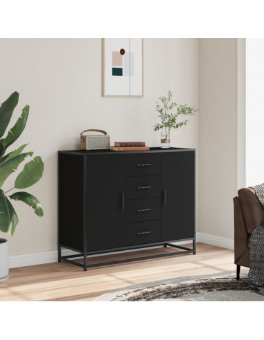 Credenza Nera 92x35x76 cm in Legno Multistrato
