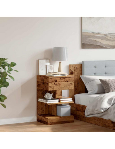 Comodino in Legno Vecchio 40x35x65 cm in Legno Multistrato