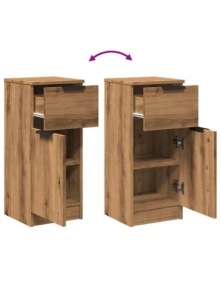 Credenze 2 pz Rovere Artigianale 30x30x70 cm Legno Multistrato