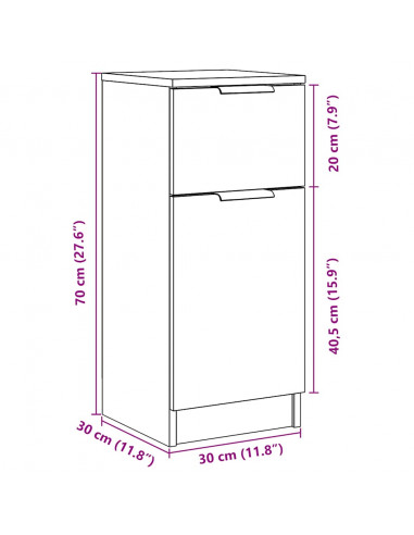 Credenze 2 pz Rovere Artigianale 30x30x70 cm Legno Multistrato