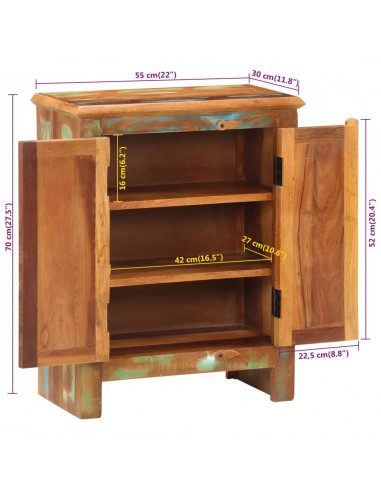 Credenza con 2 Ante 55x30x70 cm in Legno Massello di Recupero