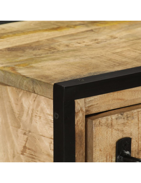 Credenza 2 Cassetti 53x31x72 cm Legno Massello di Mango e Ferro