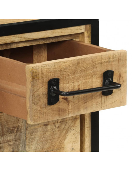 Credenza 2 Cassetti 53x31x72 cm Legno Massello di Mango e Ferro