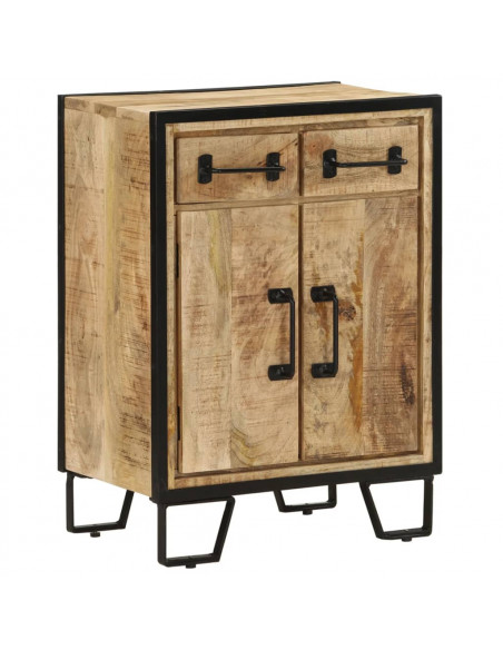 Credenza 2 Cassetti 53x31x72 cm Legno Massello di Mango e Ferro