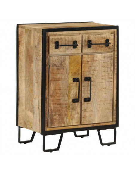 Credenza 2 Cassetti 53x31x72 cm Legno Massello di Mango e Ferro
