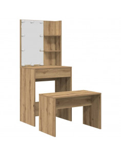 Set Toeletta con LED Rovere Artigianale in Legno Multistrato 2