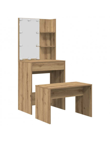 Set Toeletta con LED Rovere Artigianale in Legno Multistrato
