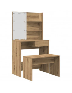 Set Toeletta con LED Rovere Artigianale in Legno Multistrato 2