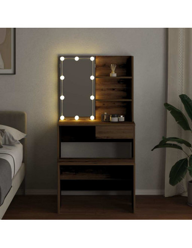 Set Toeletta con LED Rovere Artigianale in Legno Multistrato