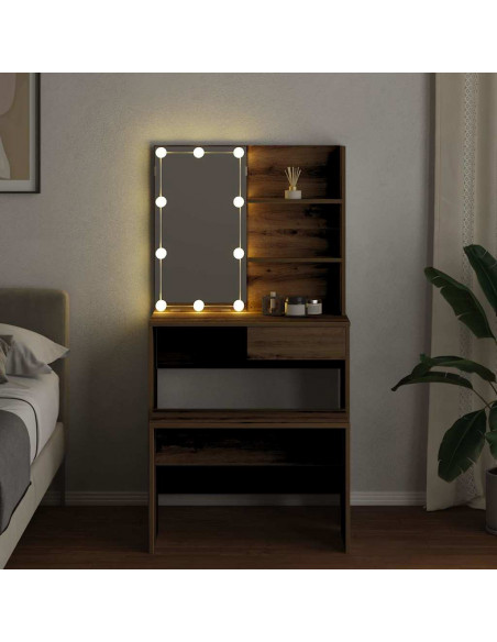 Set Toeletta con LED Rovere Artigianale in Legno Multistrato