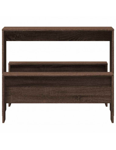 Set Tavolo da Pranzo e Panche 3 pz Rovere Marrone in Truciolato