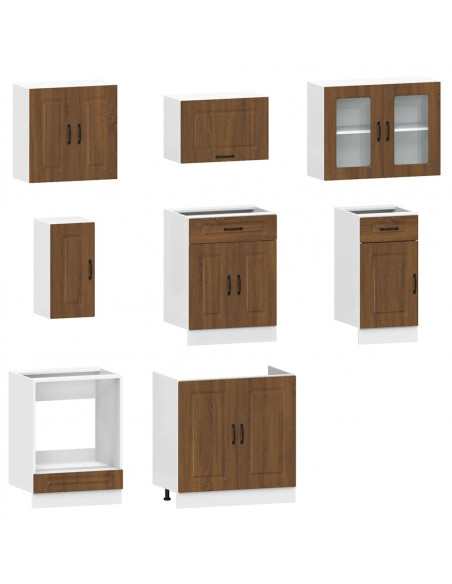 Set Mobili da Cucina 8 pz Kalmar Rovere Marrone in Truciolato