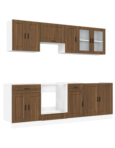 Set Mobili da Cucina 8 pz Kalmar Rovere Marrone in Truciolato