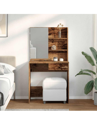 Toeletta con Specchio Legno Vecchio 74,5x40x141 cm