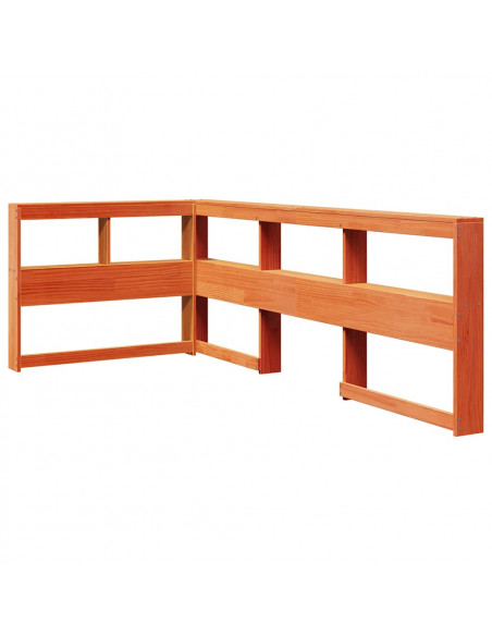 Testiera Libreria a L Marrone Cera 75 cm Legno Massello di Pino