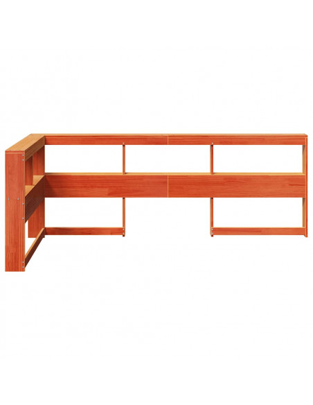 Testiera Libreria a L Marrone Cera 75 cm Legno Massello di Pino